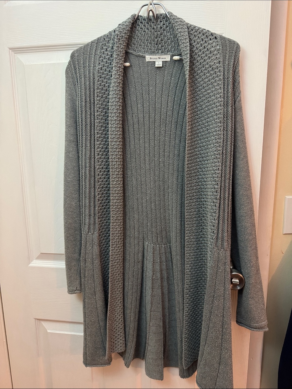 St. John's Bay Heather Gray Open-Front Knit Cardigan